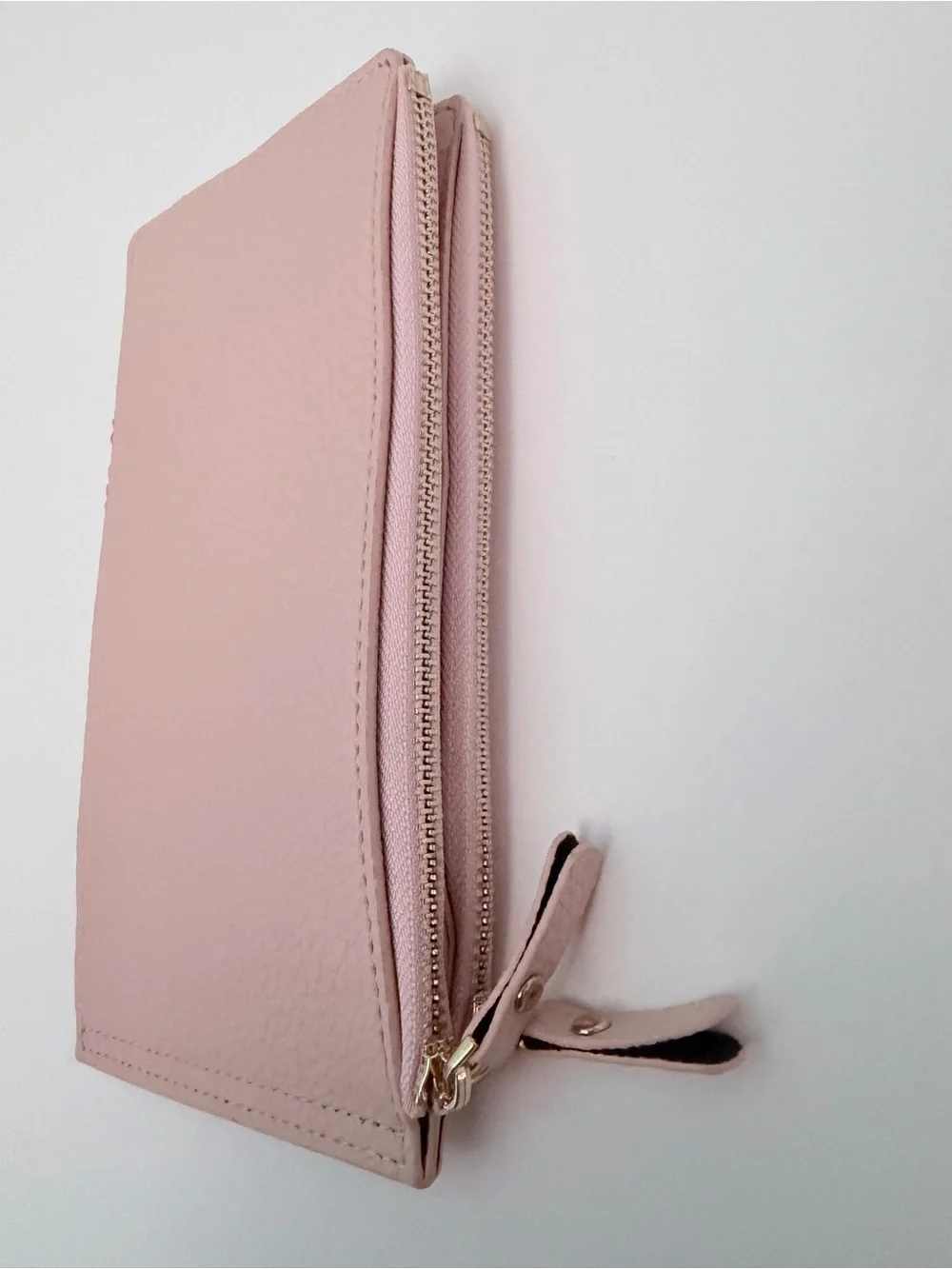 VILA Blush Pink Zip Wallet with Gold Accent